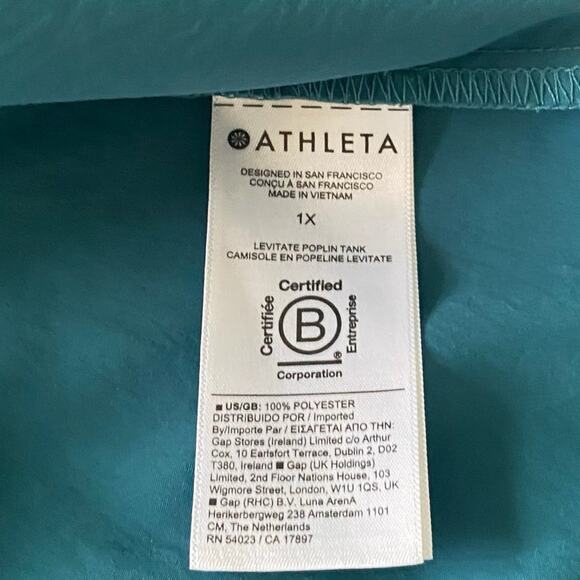 Athleta Women's Plus Levitate Poplin Collard Button Down Top Borealis Green - 1X - Picture 10 of 13